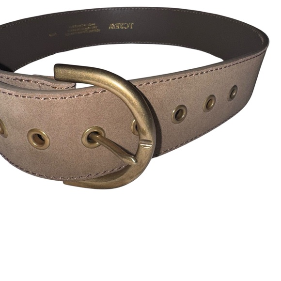 J.Crew Taupe Leather Belt Brass Buckle Classic Minimal Size Small 26”-30” waist - Picture 3 of 7
